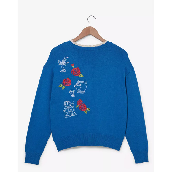 DISNEY BEAUTY AND THE BEAST BELLE ROSE CROCHET CARDIGAN / SWEATER BOXLUNCH - Picture 2 of 10